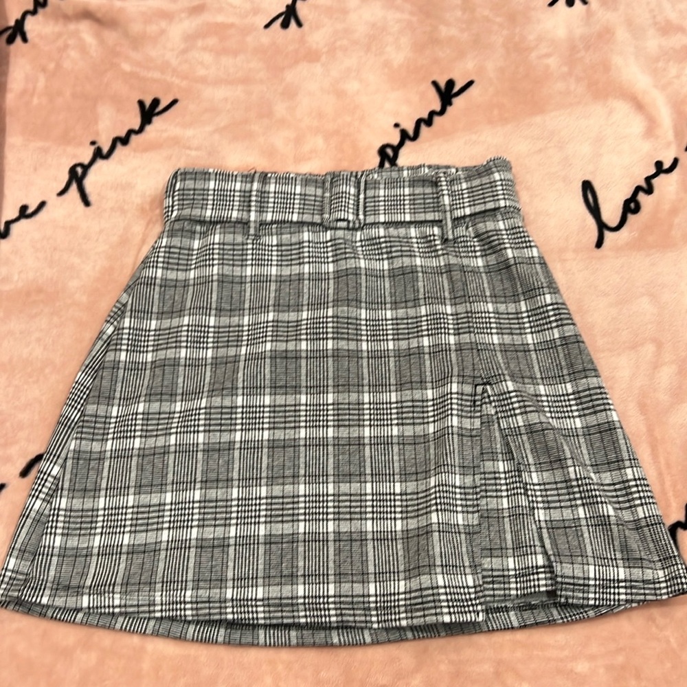 So Grey Plaid Skirt XS